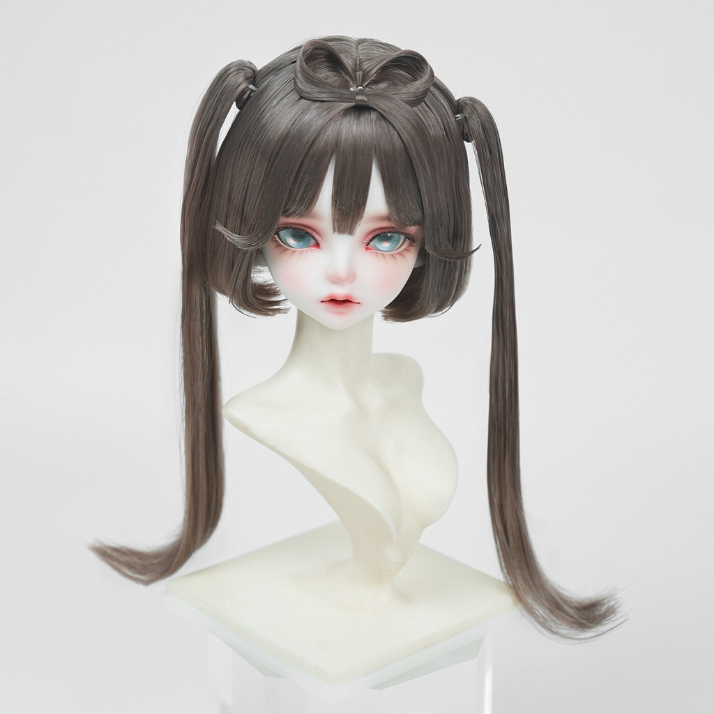 1/4 前髪リボン付きボブ ドール用ウィッグ 耐熱 【頭囲17.5-19.5cm】 1/4ドール用ウィッグ
