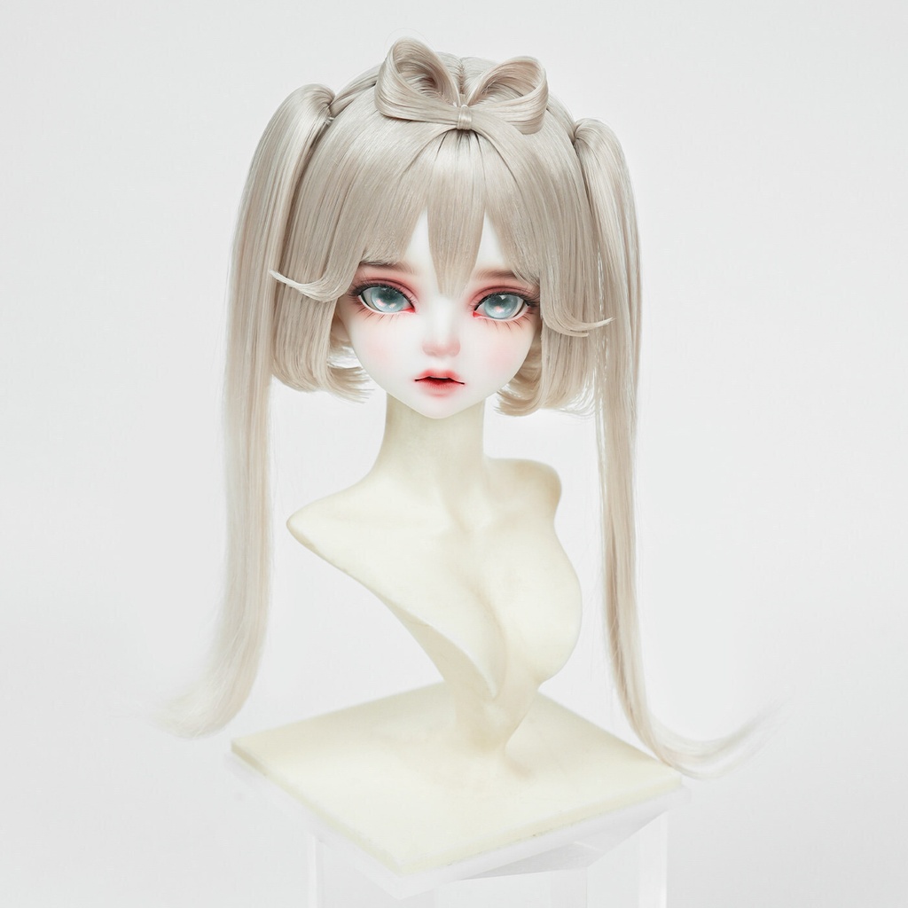 1/4 前髪リボン付きボブ ドール用ウィッグ 耐熱 【頭囲17.5-19.5cm】 1/4ドール用ウィッグ