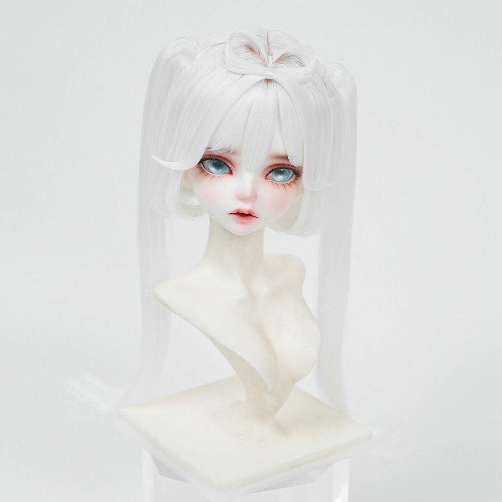 1/4 前髪リボン付きボブ ドール用ウィッグ 耐熱 【頭囲17.5-19.5cm】 1/4ドール用ウィッグ