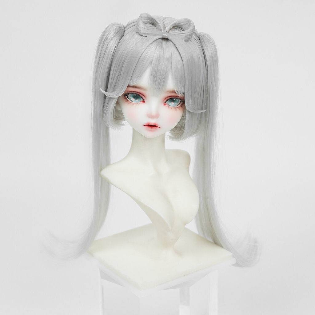 1/4 前髪リボン付きボブ ドール用ウィッグ 耐熱 【頭囲17.5-19.5cm】 1/4ドール用ウィッグ