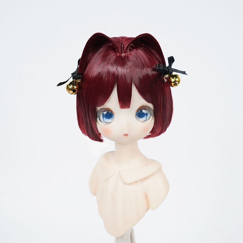 1/4 猫耳ボブ ドール用ウィッグ 耐熱 【頭囲17.5-19.5cm】 1/4ドール用ウィッグ