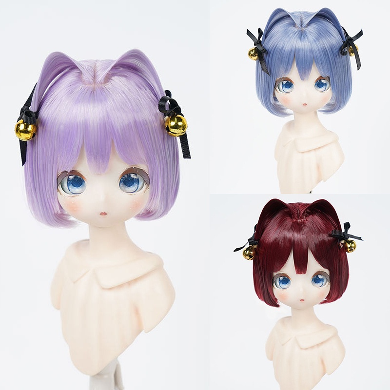1/4　猫耳ボブ　ドール用ウィッグ　耐熱　【頭囲17.5-19.5cm】　1/4ドール用ウィッグ