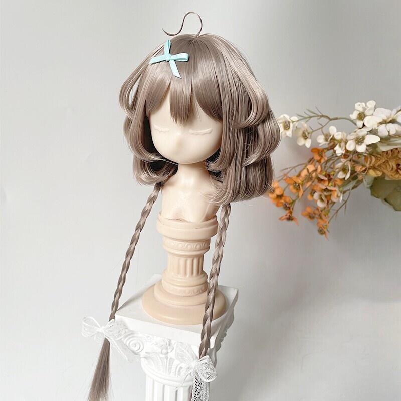 1/3 1/4 編み込みボブ ドール用ウィッグ 耐熱 1/3ドール用ウィッグ