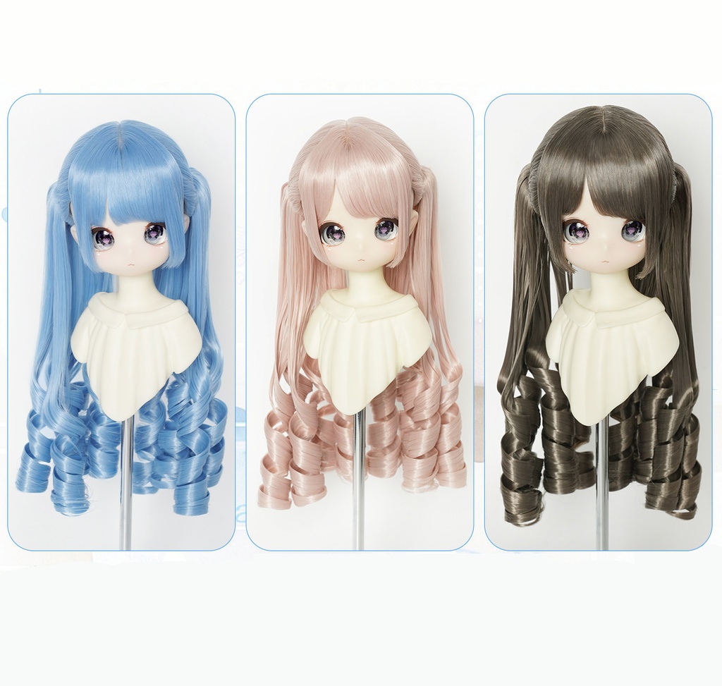 1/3　ツインテールカール　ドール用ウィッグ　耐熱　【頭囲22-24cm】　1/3ドール用ウィッグ