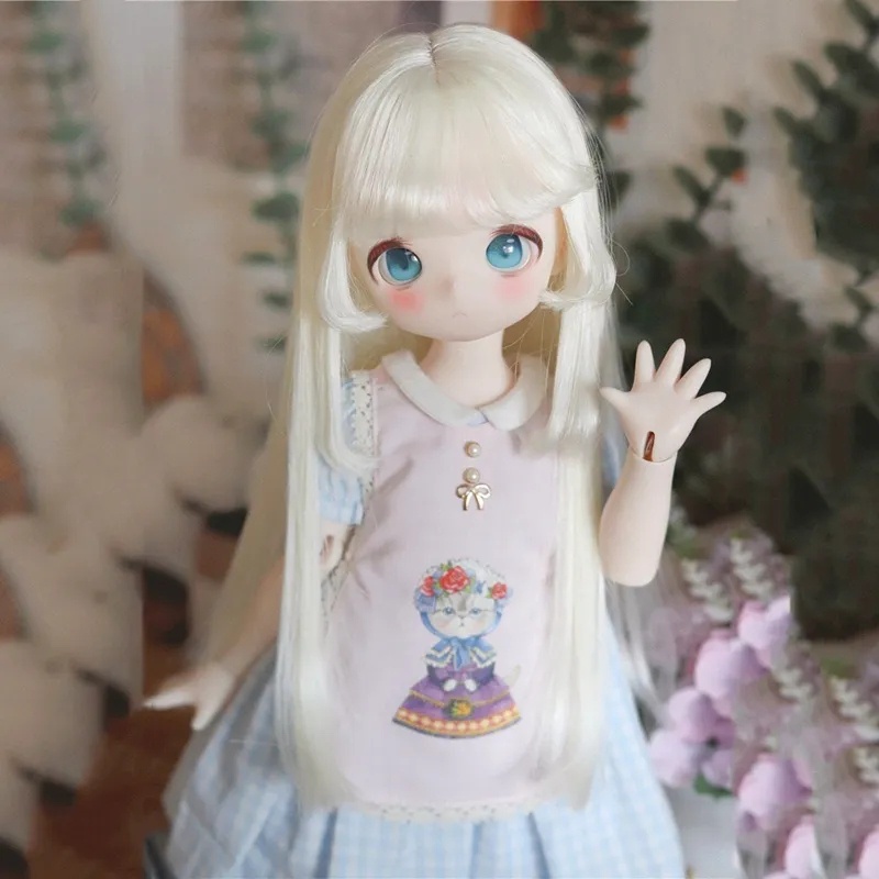 1/4 1/3 1/6 姫カットロング ドール用ウィッグ 耐熱 シルク調ファイバー