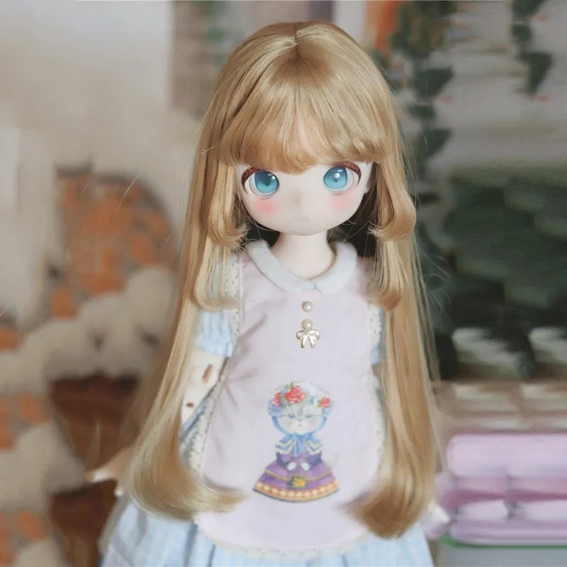 1/4 1/3 1/6 姫カットロング ドール用ウィッグ 耐熱 シルク調ファイバー