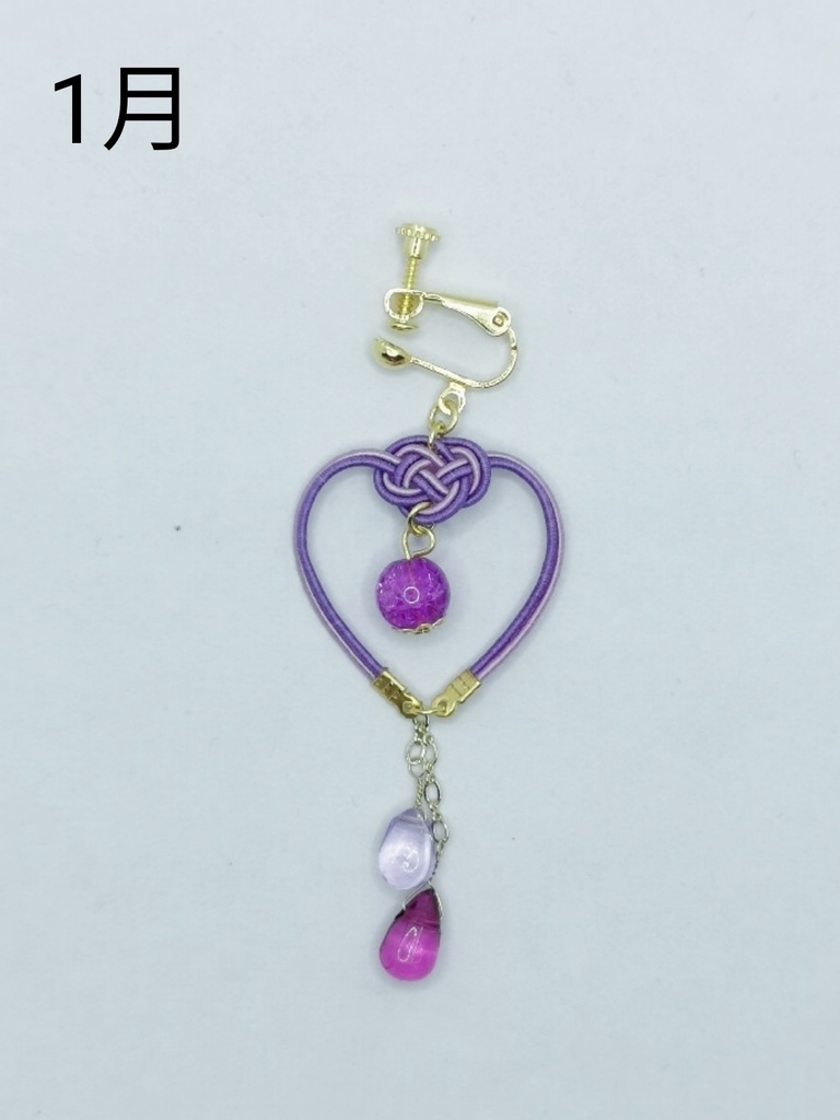 水引イヤリング(ハートの雫)