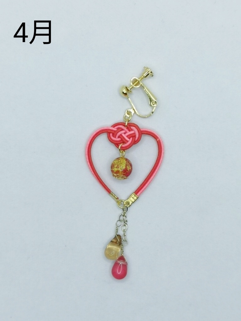 水引イヤリング(ハートの雫)