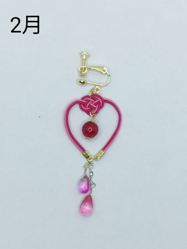 水引イヤリング(ハートの雫)