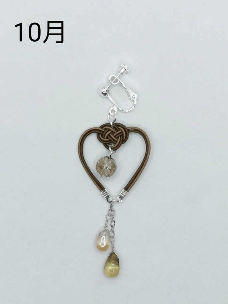 水引イヤリング(ハートの雫)