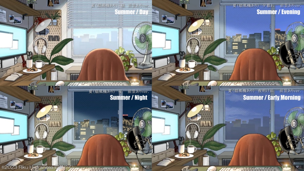 【動く背景】寛ぎのゲーミングルーム【夏/扇風機ありver.】 -Lo-fi gaming room-