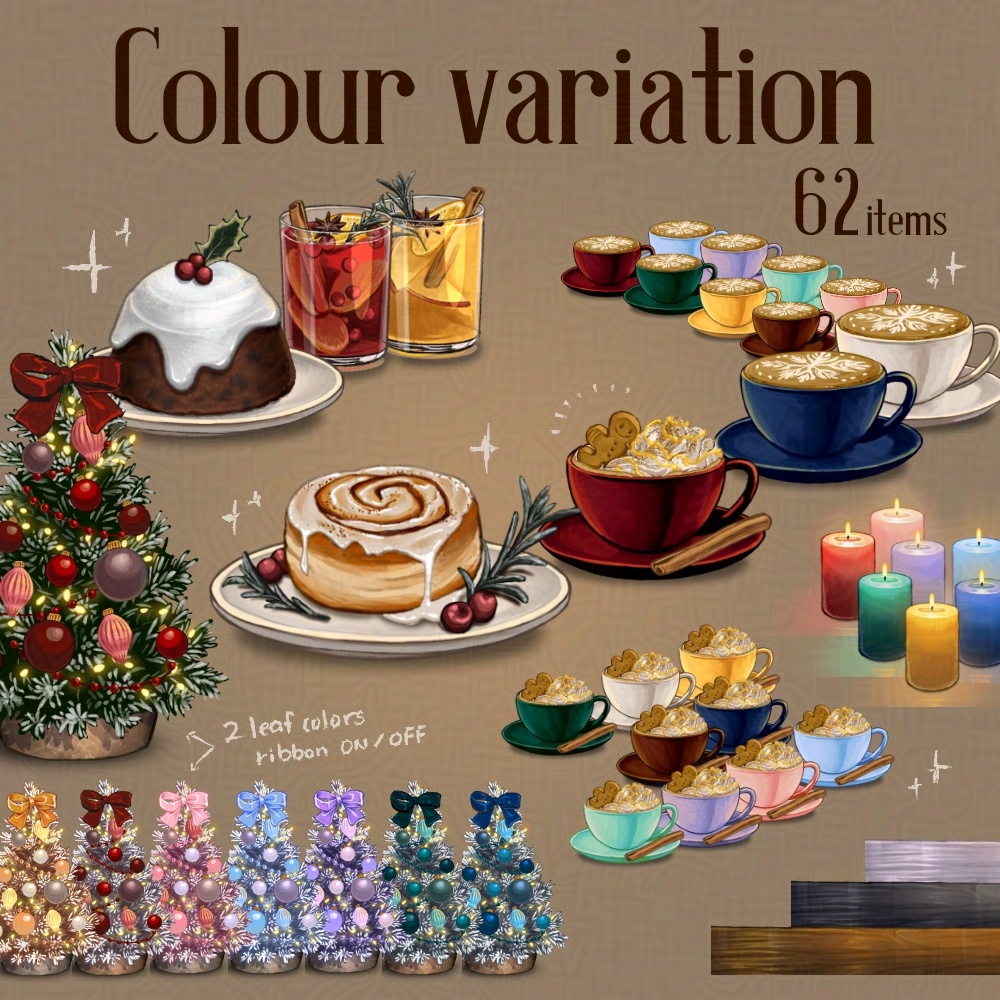 【動く背景】街角のクリスマスナイトカフェ【カラバリ有】