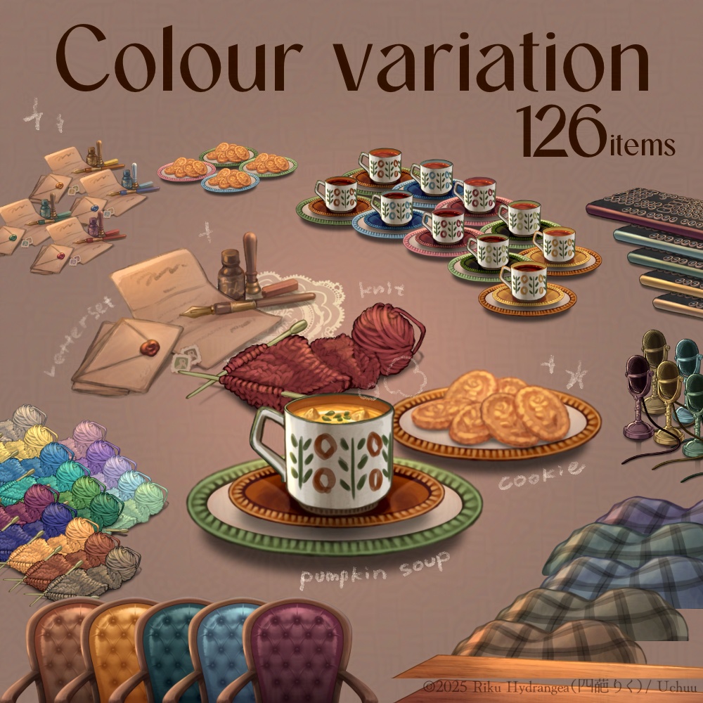 【静止画ver./配信背景】アンティークハウスの作業部屋【全5色】