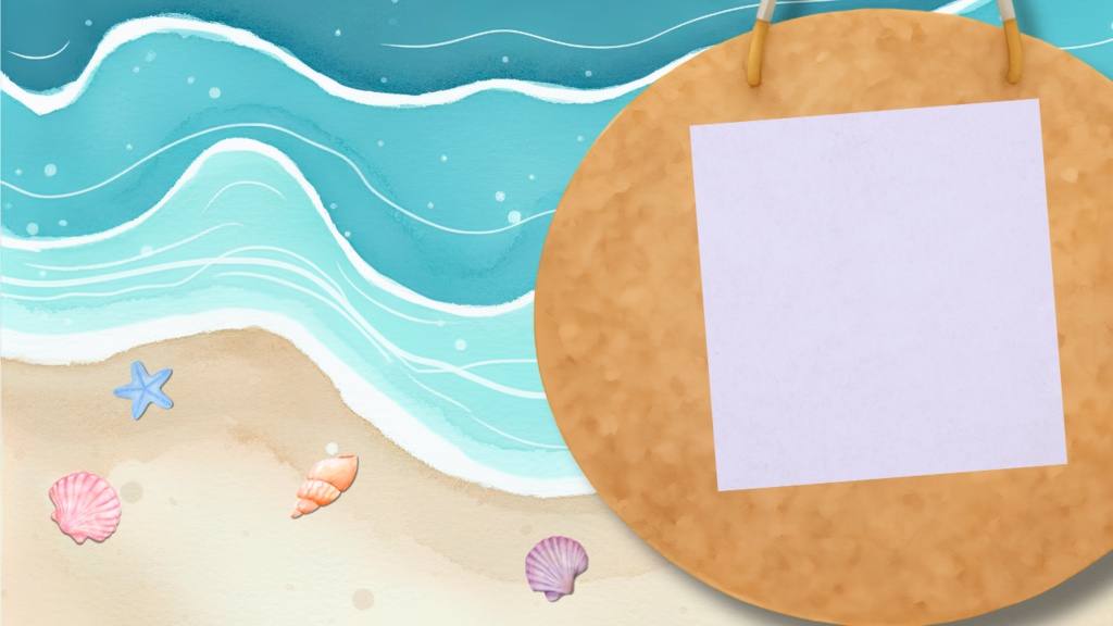 【夏素材】浜辺のウィークリースケジュール用素材【全6色】