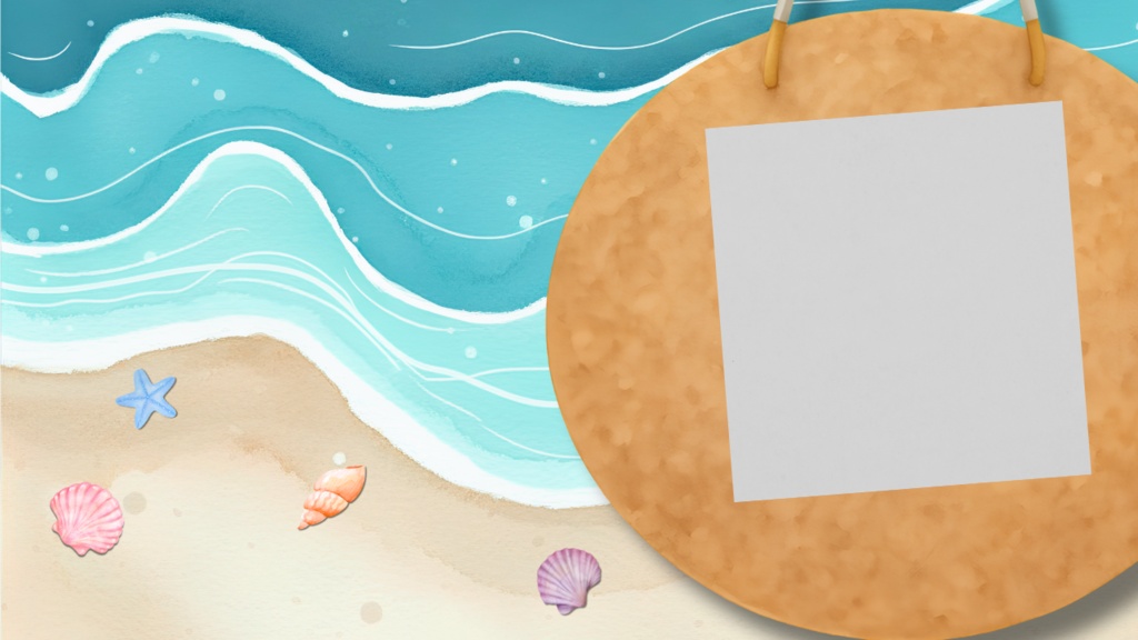 【夏素材】浜辺のウィークリースケジュール用素材【全6色】