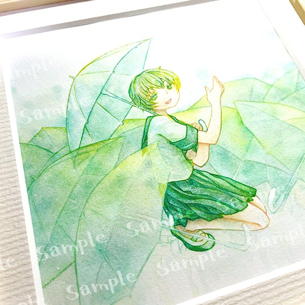 【額装作品】「green rain」