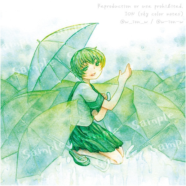 【額装作品】「green rain」