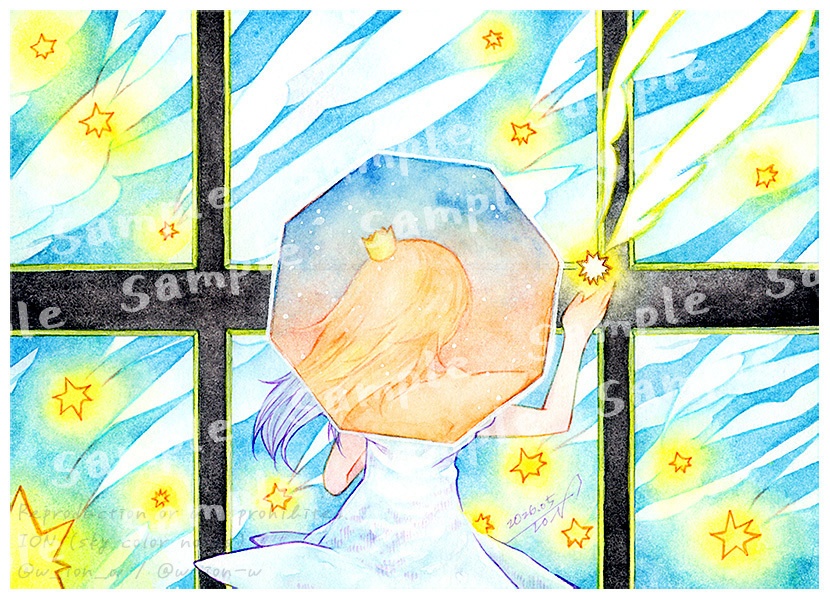 【額装作品】「そらのいろ」迷子と流星群