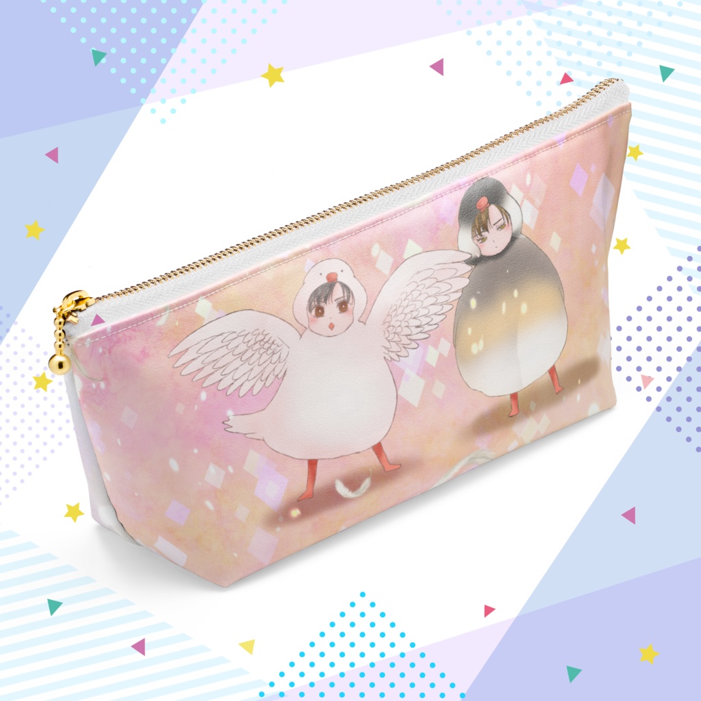 アマリン、ミコアカ文鳥ポーチ