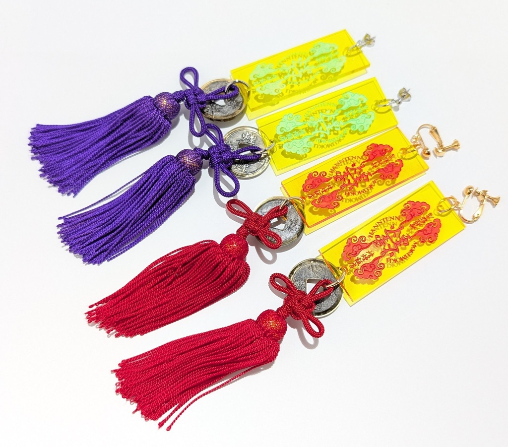 御札風イヤリング・ピアス(デザインA)