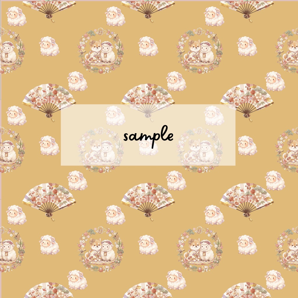 【犬×お正月】かわいいわんちゃんのJapanese New Yearシームレスパターン|デジタル