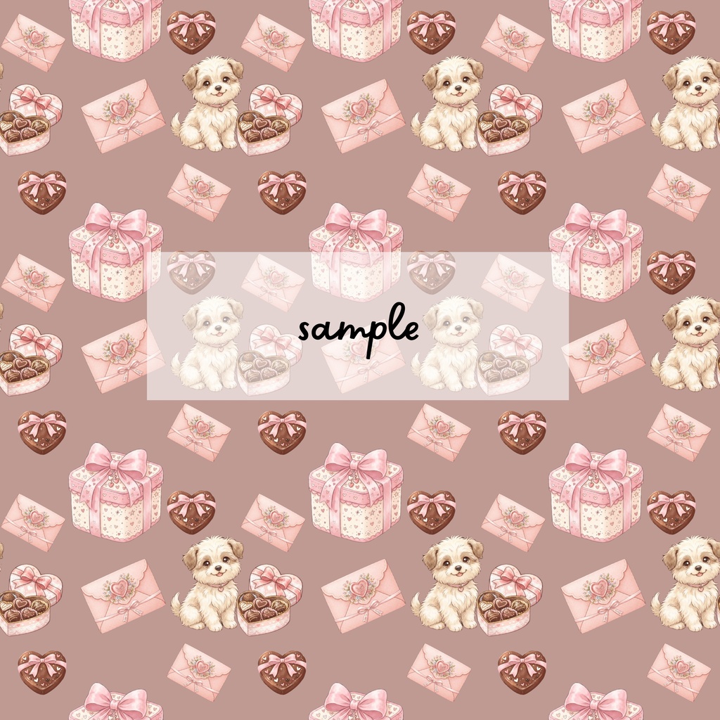 【犬×バレンタイン】かわいいわんちゃんのバレンタインシームレスパターン|デジタル