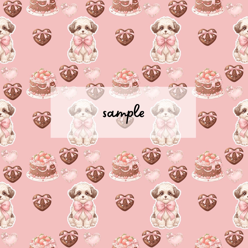 【犬×バレンタイン】かわいいわんちゃんのバレンタインシームレスパターン|デジタル