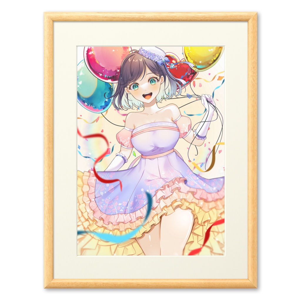 【1st anniversary 記念】1周年記念イラストプリもアート【額縁2種×サイズ各3種】