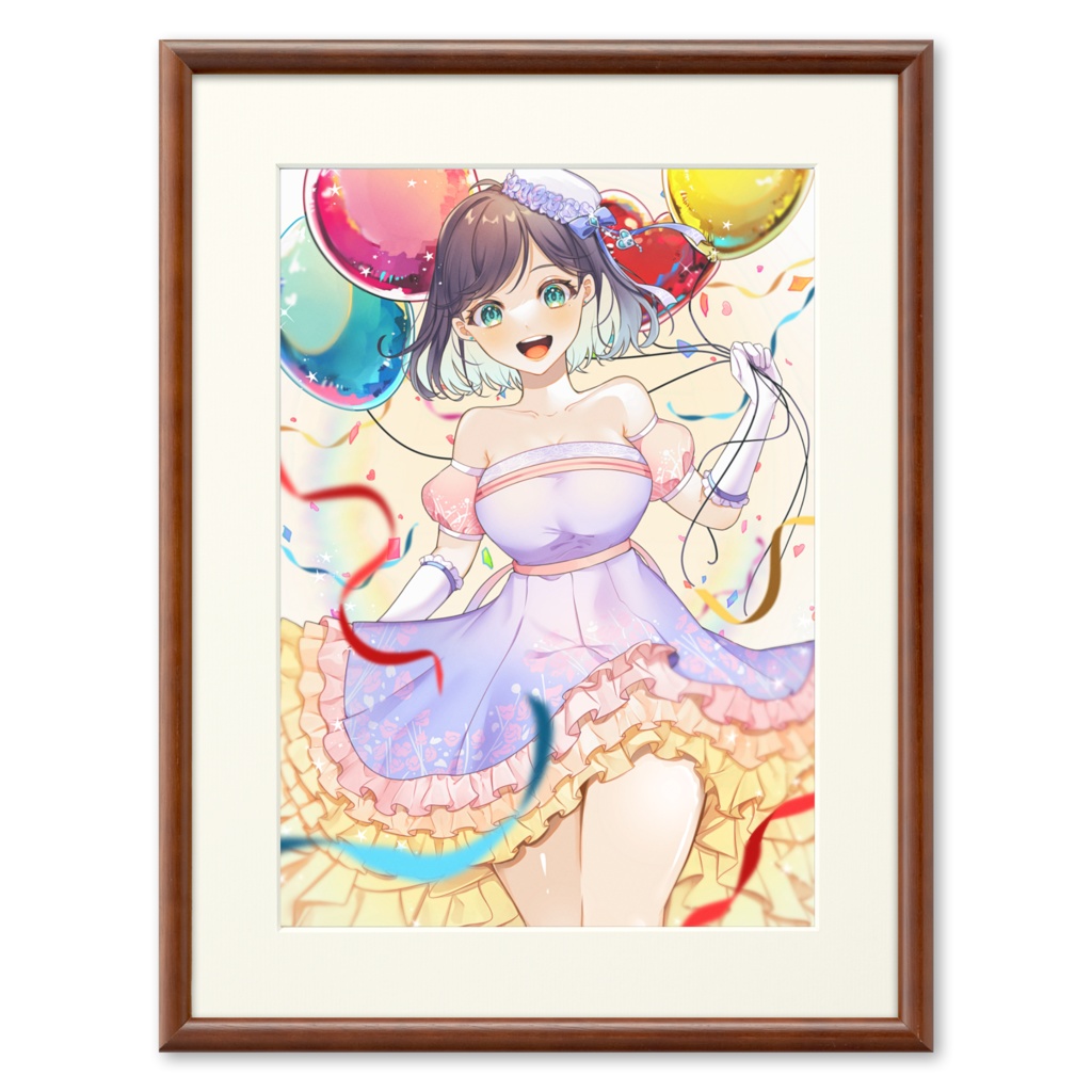 【1st anniversary 記念】1周年記念イラストプリもアート【額縁2種×サイズ各3種】