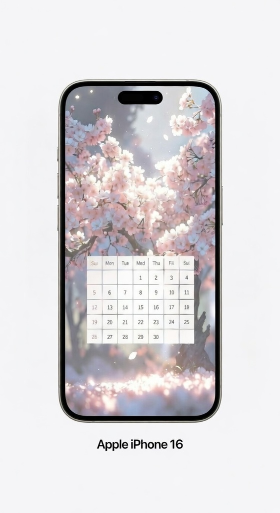 April Cherry Blossom Phone Wallpaper Calendar | 1080x1920
