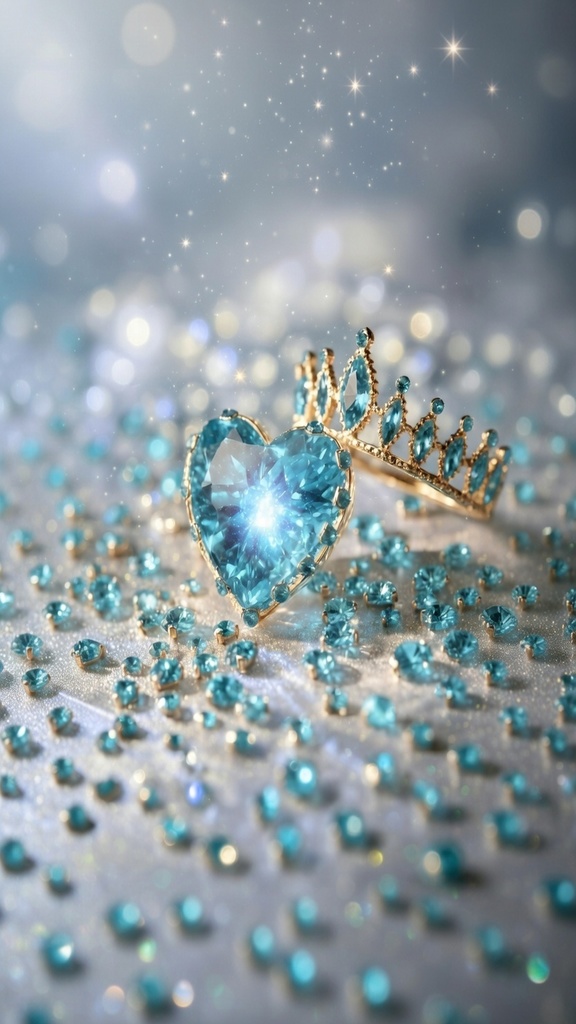 Crystal Heart & Golden Crown - Magical Smartphone Wallpaper Set