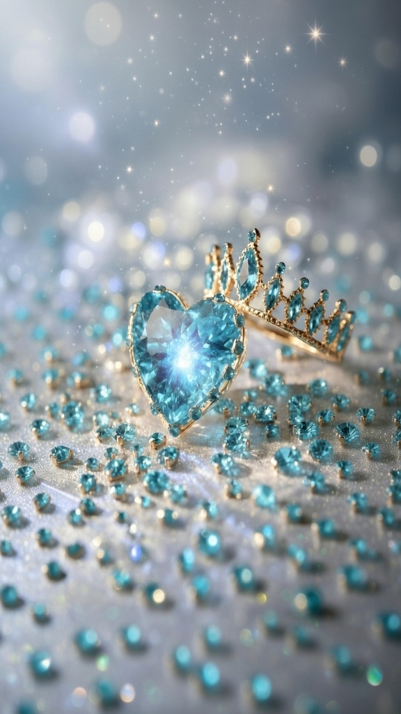 Crystal Heart & Golden Crown - Magical Smartphone Wallpaper Set