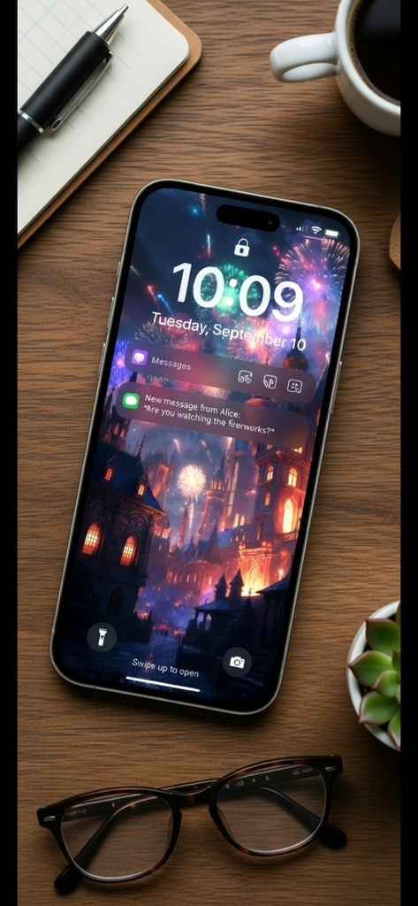 Fantasy Fireworks Castle Phone Wallpaper | Magical Night Lock Screen | 4K Included