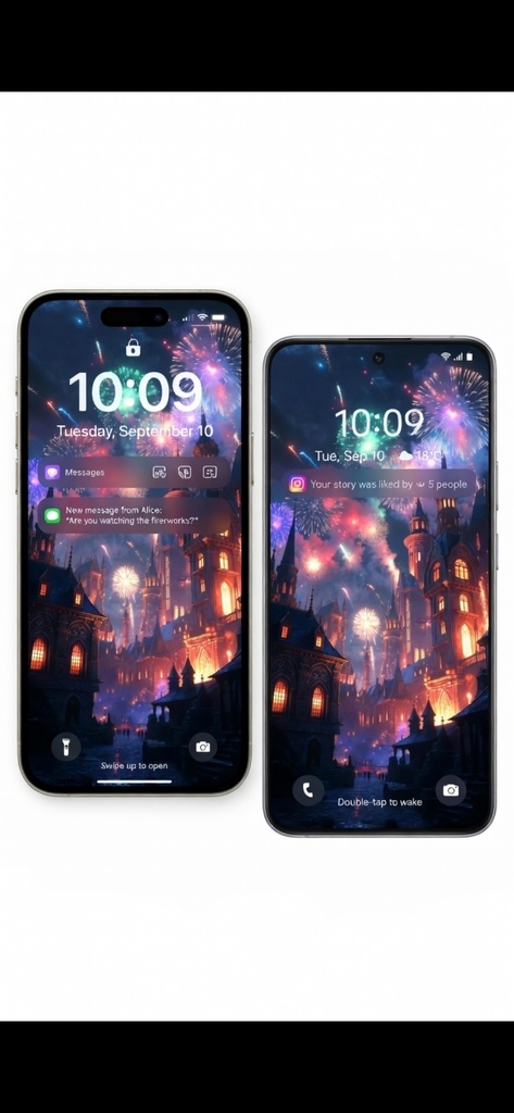 Fantasy Fireworks Castle Phone Wallpaper | Magical Night Lock Screen | 4K Included