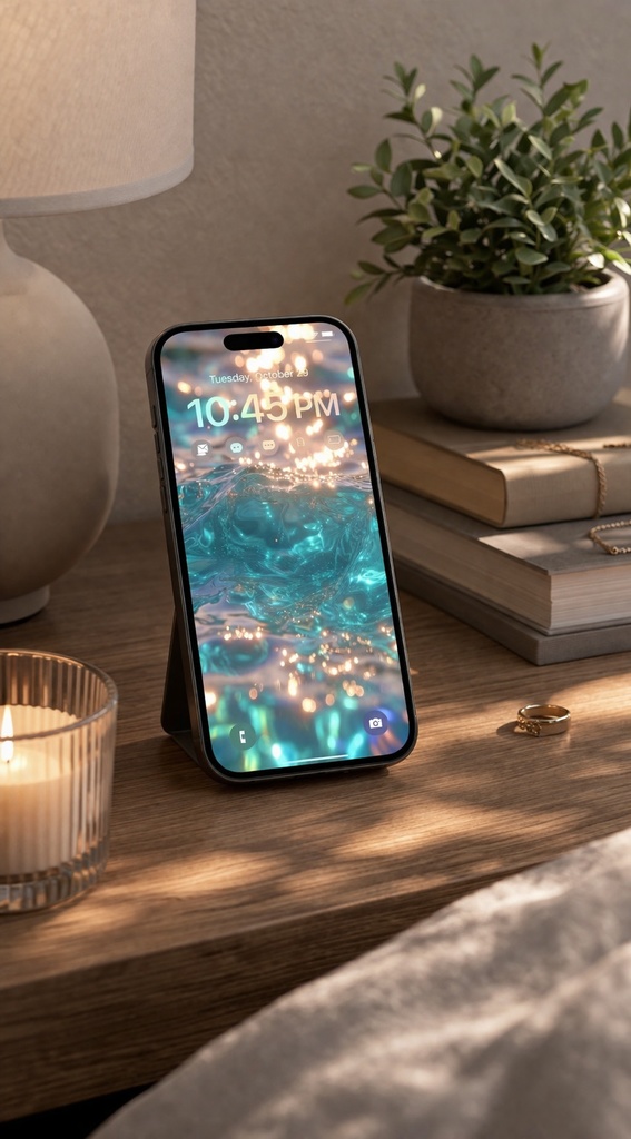 Dreamy Glowing Ocean Waves – Fantasy Aesthetic Wallpaper (4K Mobile Background)