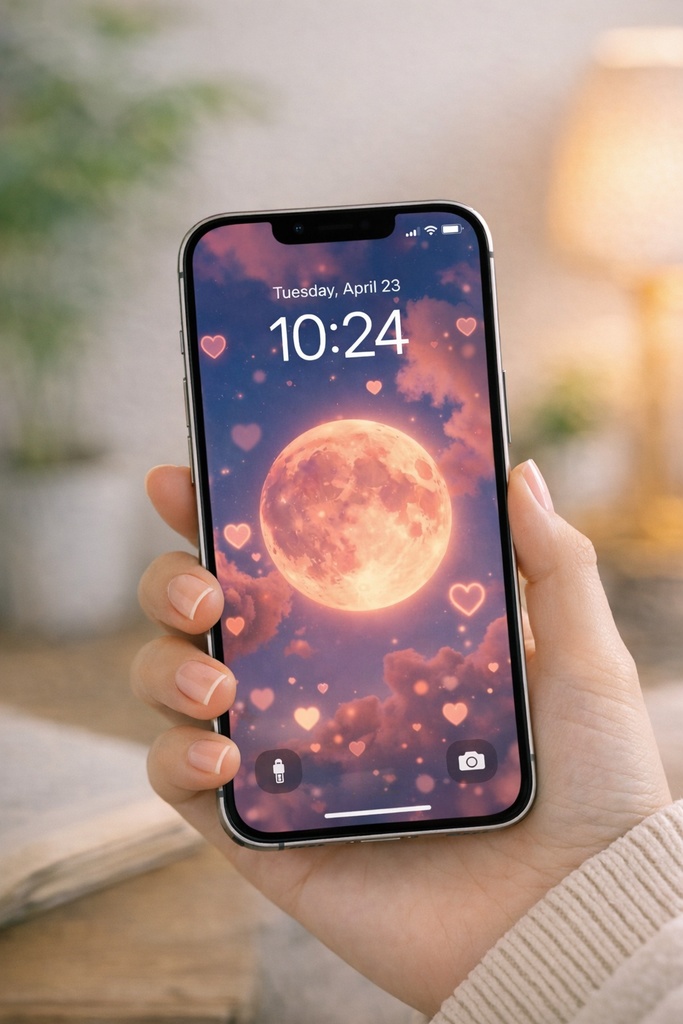 Romantic Moon Aesthetic Wallpaper 🌙💖 | Love Energy & Healing Phone Background