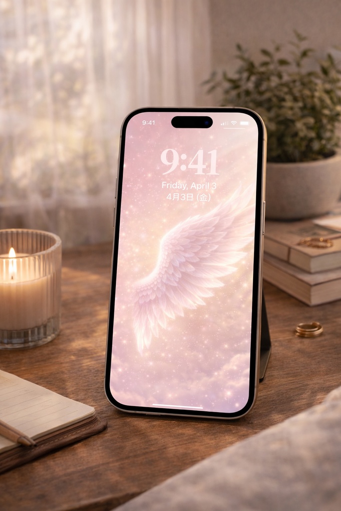 Dreamy Angel Wing Phone Wallpaper | Pink Aesthetic | Blue Version Available