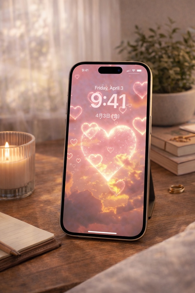 Dreamy Heart Sunset Wallpaper | Aesthetic Pink Sky Phone Background