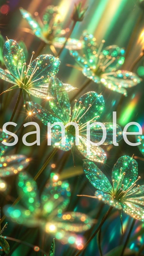 Glowing Green Fantasy Flower Wallpaper | Sparkling Aesthetic Phone Background