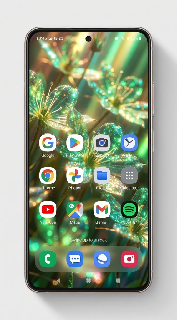 Glowing Green Fantasy Flower Wallpaper | Sparkling Aesthetic Phone Background