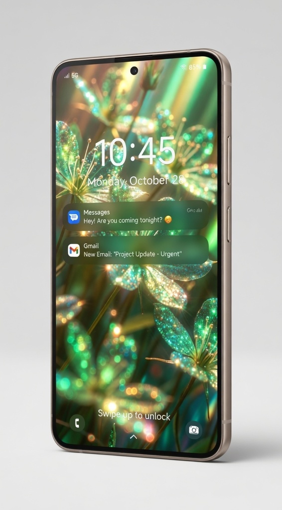 Glowing Green Fantasy Flower Wallpaper | Sparkling Aesthetic Phone Background