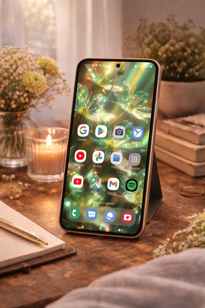 Glowing Green Fantasy Flower Wallpaper | Sparkling Aesthetic Phone Background