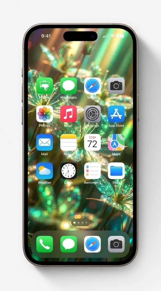 Glowing Green Fantasy Flower Wallpaper | Sparkling Aesthetic Phone Background