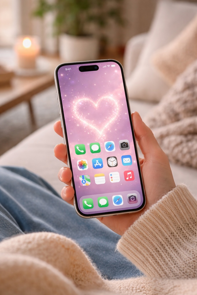 Sparkling Heart Galaxy Wallpaper | Pink Dreamy Phone Wallpaper | Digital Download