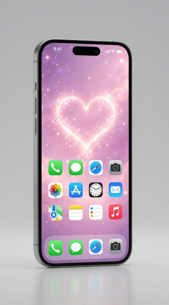 Sparkling Heart Galaxy Wallpaper | Pink Dreamy Phone Wallpaper | Digital Download