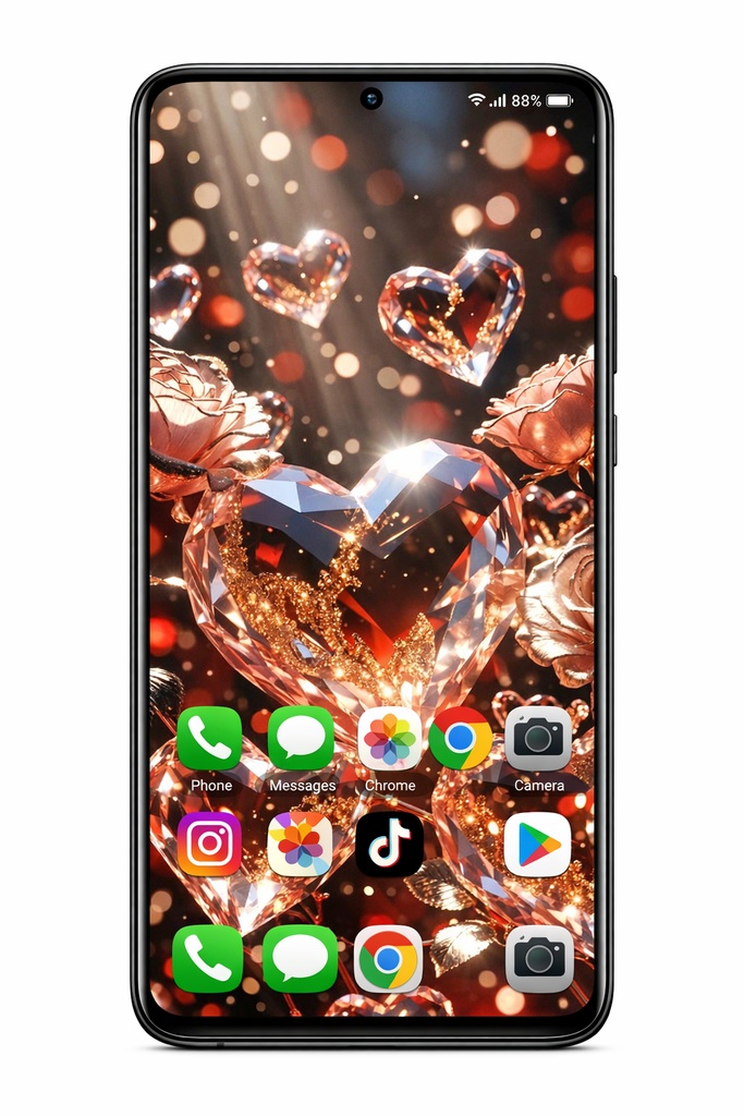 Glowing Heart Jewel Wallpaper | Fantasy Rose Aesthetic (Mobile)