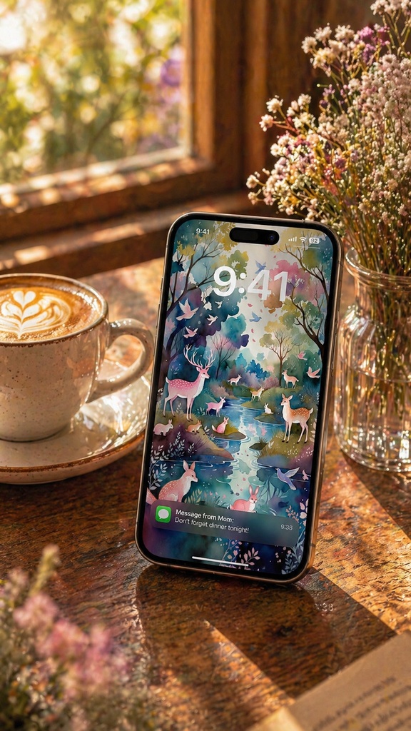 Fantasy Forest Animals Wallpaper | Soft Watercolor Aesthetic Phone Background