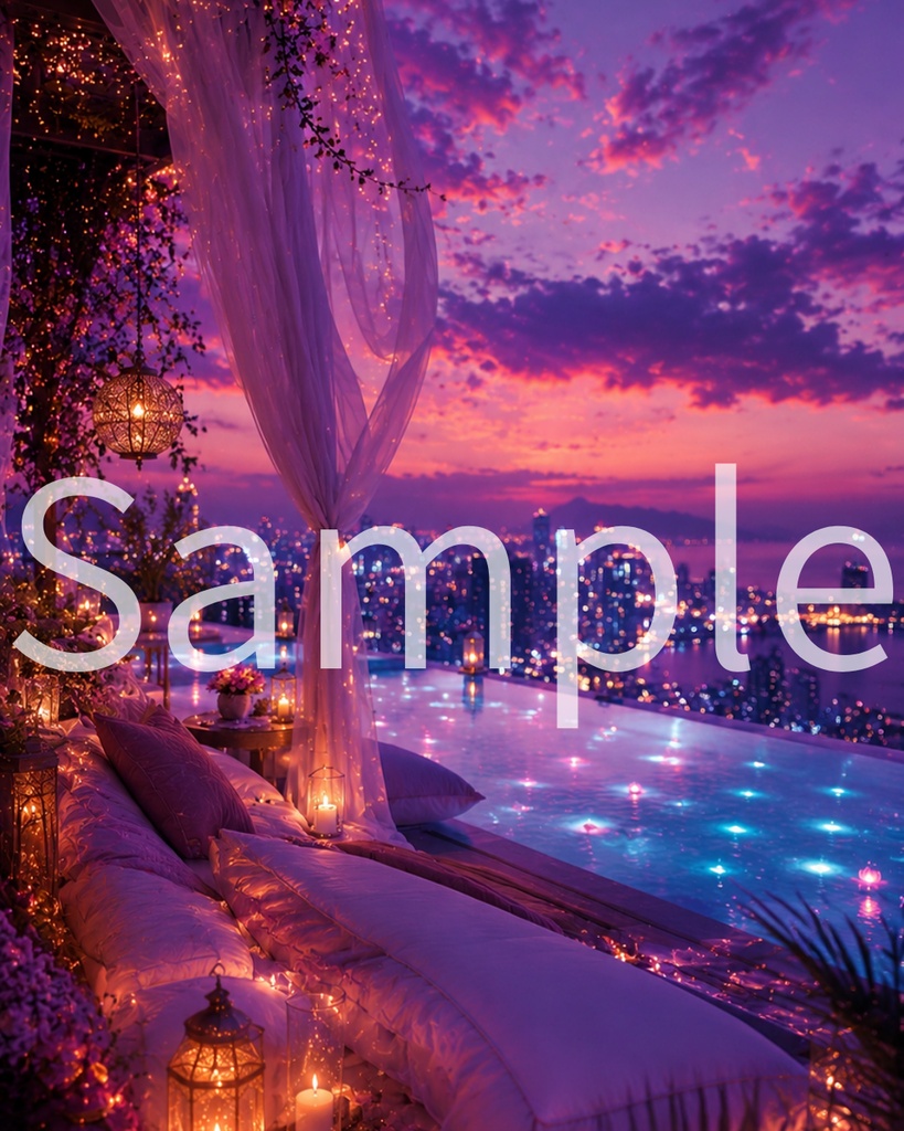 【みぃ|幻想シリーズ】Dreamy Twilight Resort ✨🌙 |Fantasy Night View Postcard