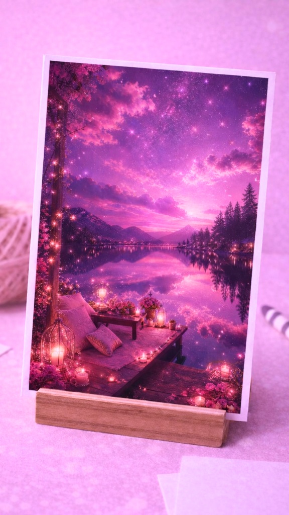 【みぃ｜幻想シリーズ】​[Digital Art] Mystical Purple Lake - High-Res Postcard Data