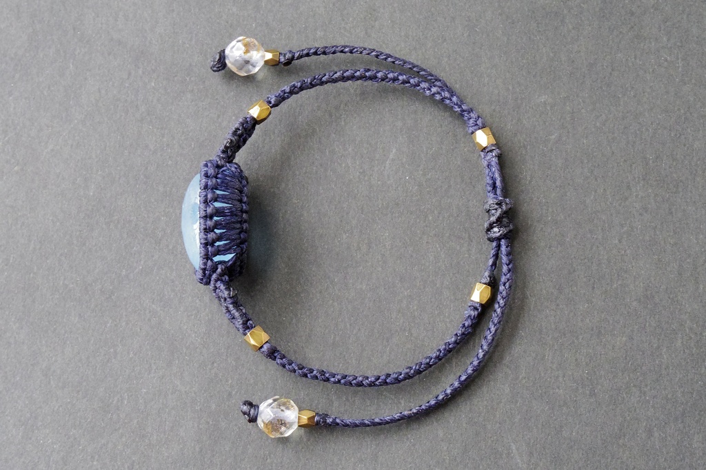 アクアマリンのシンプルマクラメブレスレット 「Ugarit」★再販★